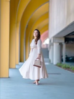 Women‘s Plus Size Curve Casual Dress Swing Dress Solid Color Long Dress Maxi Dress 3/4 Length Sleeve Lace Up Pocket Crew Neck Fashion Daily Yellow Red Spring Summer L XL XXL 3XL -HAYz Clothing Shop legptm1687232551497