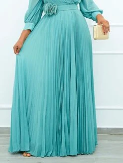 Women‘s Plus Size Curve Party Dress Solid Color V Neck Ruched 3/4 Length Sleeve Spring Fall Elegant Prom Dress Maxi Long Dress Formal Party Dress -HAYz Clothing Shop lftiko1656067342297