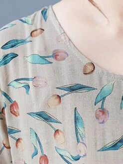 Women's Casual Dress Linen Dress Swing Dress Maxi Long Dress Linen Fashion Modern Outdoor Daily Holiday Crew Neck Print Long Sleeve Fall Winter Autumn 2023 Loose Fit Apricot Flower L XL 2XL -HAYz Clothing Shop lgfgbs1693553175003