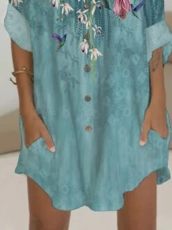 Women's Shirt Dress Casual Dress Shift Dress Mini Dress Outdoor Date Vacation Polyester Fashion Modern V Neck Button Pocket 3/4 Length Sleeve Summer Spring 2023 Regular Fit White Pink Blue Bird Flower 8 Women's Shirt Dress Casual Dress Shift Dress Mini Dress Outdoor Date Vacation Polyester Fashion Modern V Neck Button Pocket 3/4 Length Sleeve Summer Spring 2023 Regular Fit White Pink Blue Bird Flower -HAYz Clothing Shop liuzoy1676443472408