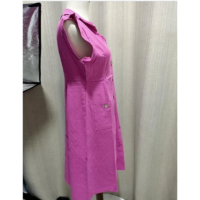 Women's Cotton Linen Dress Casual Dress Maxi Long Dress Cotton And Linen Casual Daily Vacation V Neck Button Pocket Sleeveless Summer Spring 2023 Regular Fit Black Red Blue Pure Color S M L XL XXL 7 Women's Cotton Linen Dress Casual Dress Maxi Long Dress Cotton And Linen Casual Daily Vacation V Neck Button Pocket Sleeveless Summer Spring 2023 Regular Fit Black Red Blue Pure Color S M L XL XXL - Image 7