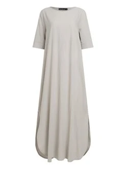 Women's Casual Dress Cotton Linen Dress A Line Dress Maxi Long Dress Cotton Blend Basic Modern Outdoor Daily Crew Neck Pocket Split Short Sleeve Summer Spring 2023 Loose Fit ArmyGreen Black Wine Plain -HAYz Clothing Shop llwbfk1684825417497