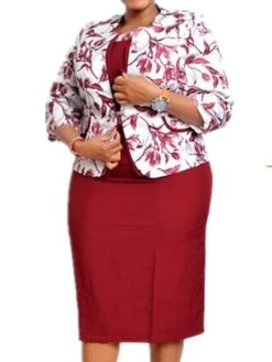 Women‘s Plus Size Curve Work Dress Floral Crew Neck 3/4 Length Sleeve Spring Fall Work Elegant Knee Length Dress Work Work Dress Dress Dress Set -HAYz Clothing Shop loctbe1664268239990