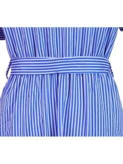 Women's Shirt Dress Maxi Long Dress Daily Vacation Polyester Casual Shirt Collar Lace Up Button Short Sleeve Summer Spring 2022 Regular Fit Blue Green Striped S M L XL -HAYz Clothing Shop lprkxl1693289088261