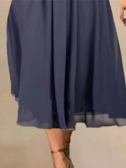 Women's Plus Size Curve Party Dress Cocktail Dress Plain Midi Dress Short Sleeve V Neck Fashion Party Dark Blue Gray Fall Winter L XL XXL 3XL 4XL -HAYz Clothing Shop lrcbmg1694660830431