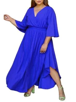 Women‘s Plus Size Curve Holiday Dress Solid Color V Neck Half Sleeve Fall Spring Basic Maxi Long Dress Date Vacation Dress 33 Women‘s Plus Size Curve Holiday Dress Solid Color V Neck Half Sleeve Fall Spring Basic Maxi Long Dress Date Vacation Dress -HAYz Clothing Shop lrdpet1648706457938