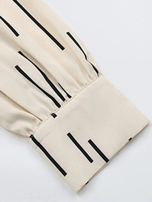 Women's Shirt Dress Casual Dress Midi Dress Outdoor Daily Polyester Fashion Modern Shirt Collar Button Pocket Long Sleeve Fall Winter 2023 Loose Fit Apricot Geometric Striped S M L XL 5 Women's Shirt Dress Casual Dress Midi Dress Outdoor Daily Polyester Fashion Modern Shirt Collar Button Pocket Long Sleeve Fall Winter 2023 Loose Fit Apricot Geometric Striped S M L XL - Image 5