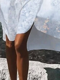 Women's Shirt Dress Casual Dress Swing Dress Mini Dress Outdoor Daily Vacation Polyester Fashion Casual Shirt Collar Button Print Long Sleeve Summer Spring Fall 2023 Loose Fit White Blue Floral S M L -HAYz Clothing Shop lxpgfb1680164323127