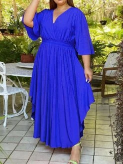 Women‘s Plus Size Curve Holiday Dress Solid Color V Neck Half Sleeve Fall Spring Basic Maxi Long Dress Date Vacation Dress 30 Women‘s Plus Size Curve Holiday Dress Solid Color V Neck Half Sleeve Fall Spring Basic Maxi Long Dress Date Vacation Dress -HAYz Clothing Shop lzaziv1648706455910