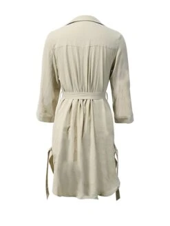 Women's Shirt Dress Casual Dress Cotton Linen Dress Mini Dress Linen / Cotton Blend Fashion Modern Outdoor Daily Vacation Shirt Collar Lace Up Button 3/4 Length Sleeve Summer Spring Fall 2023 Regular -HAYz Clothing Shop lzhisa1689232562673