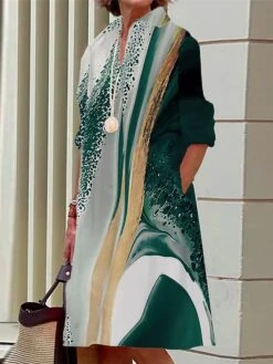 Women's Shirt Dress Casual Dress Midi Dress Outdoor Office Daily Polyester Fashion Modern Shirt Collar Button Pocket Long Sleeve Summer Spring Fall 2023 Loose Fit Light Pink Pink Dark Pink Ombre S M -HAYz Clothing Shop lzwbzs1690436734246