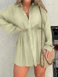 Women's Shirt Dress Casual Dress Mini Dress Outdoor Daily Date Polyester Fashion Casual Shirt Collar Lace Up Button Long Sleeve Fall Winter 2023 Loose Fit ArmyGreen Black Wine Pure Color S M L XL 2XL 17 Women's Shirt Dress Casual Dress Mini Dress Outdoor Daily Date Polyester Fashion Casual Shirt Collar Lace Up Button Long Sleeve Fall Winter 2023 Loose Fit ArmyGreen Black Wine Pure Color S M L XL 2XL -HAYz Clothing Shop maupye1695644796930