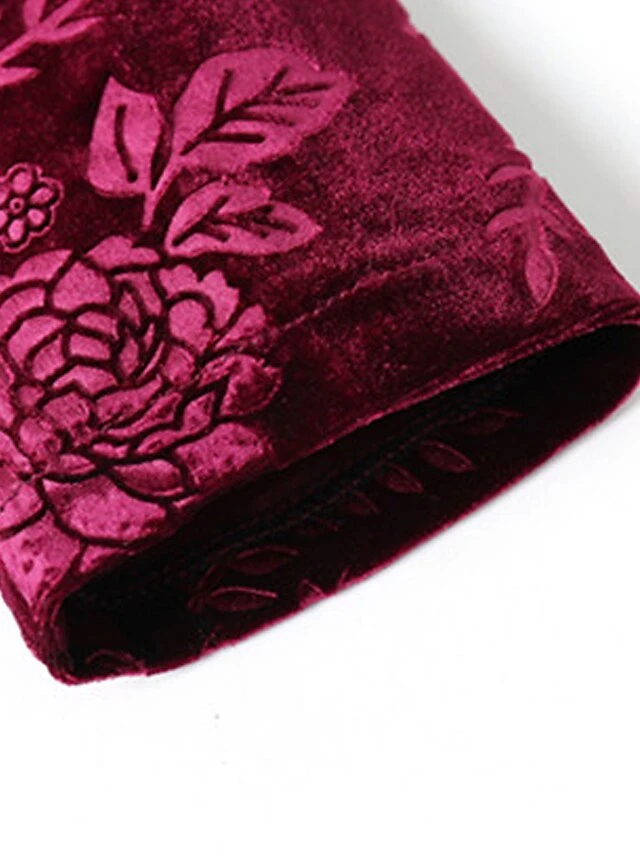 Women‘s Plus Size Curve Party Dress Cocktail Dress Wedding Guest Dress Midi Dress Wine Blue Purple 3/4 Length Sleeve Pure Color Jacquard Spring Fall Winter V Neck Fashion Winter Dress Wedding Guest 4 Women‘s Plus Size Curve Party Dress Cocktail Dress Wedding Guest Dress Midi Dress Wine Blue Purple 3/4 Length Sleeve Pure Color Jacquard Spring Fall Winter V Neck Fashion Winter Dress Wedding Guest - Image 4