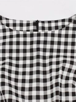 Women's Plus Size Retro 1950s Vintage Dress Midi Dress Daily Holiday With Belt Print Plaid Crew Neck Short Sleeve Regular Fit Spring Fall 2023 Black XL XXL 3XL 4XL -HAYz Clothing Shop mbysxw1693533787982