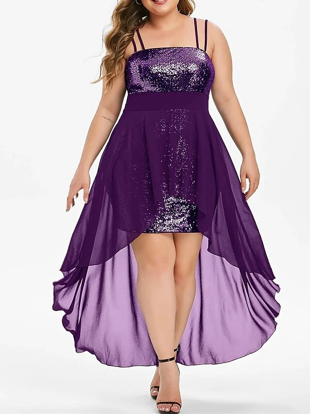 Women's Plus Size Prom Dress Party Dress Sequin Dress Long Dress Maxi Dress Black Wine Purple Sleeveless Pure Color Sequins Spring Fall Winter Spaghetti Strap Fashion Wedding Guest Birthday Evening 8 Women's Plus Size Prom Dress Party Dress Sequin Dress Long Dress Maxi Dress Black Wine Purple Sleeveless Pure Color Sequins Spring Fall Winter Spaghetti Strap Fashion Wedding Guest Birthday Evening - Image 8