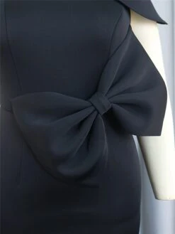 Women‘s Plus Size Curve Prom Dress Party Dress Wedding Guest Dress Long Dress Maxi Dress Black Sleeveless Pure Color Bow Summer Spring Fall One Shoulder Fashion Evening Party Vacation 2023 -HAYz Clothing Shop mdmbdl1691464462972