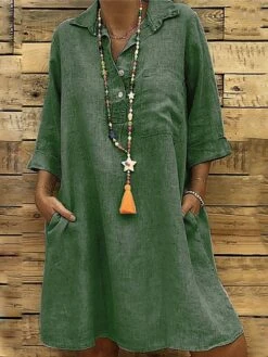 Women's Shirt Dress Cotton Linen Dress Shift Dress Mini Dress Cotton And Linen Daily Vacation Shirt Collar Pocket 3/4 Length Sleeve Summer Spring Fall 2023 Loose Fit Black Pink Green Pure Color S M L 12 Women's Shirt Dress Cotton Linen Dress Shift Dress Mini Dress Cotton And Linen Daily Vacation Shirt Collar Pocket 3/4 Length Sleeve Summer Spring Fall 2023 Loose Fit Black Pink Green Pure Color S M L -HAYz Clothing Shop mdwkoi1652682235064