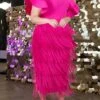 Women's Plus Size Curve Party Dress Fringe Dress Sheath Dress Plain Midi Dress Short Sleeve Tassel Fringe Ruffle V Neck Fashion Party Fuchsia Fall Winter XL XXL 3XL 4XL