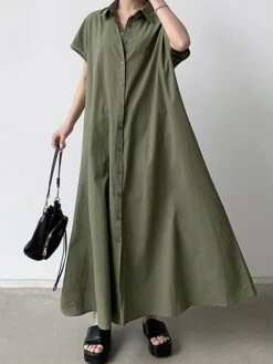 Women's Shirt Dress Casual Dress Maxi Long Dress Outdoor Daily Cotton Linen Basic Classic Shirt Collar Button Short Sleeve Summer Spring 2023 Loose Fit Navy Blue Brown Green Pure Color S M L XL XXL 23 Women's Shirt Dress Casual Dress Maxi Long Dress Outdoor Daily Cotton Linen Basic Classic Shirt Collar Button Short Sleeve Summer Spring 2023 Loose Fit Navy Blue Brown Green Pure Color S M L XL XXL -HAYz Clothing Shop mhcaaj1688542112252