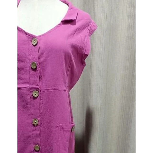 Women's Cotton Linen Dress Casual Dress Maxi Long Dress Cotton And Linen Casual Daily Vacation V Neck Button Pocket Sleeveless Summer Spring 2023 Regular Fit Black Red Blue Pure Color S M L XL XXL 6 Women's Cotton Linen Dress Casual Dress Maxi Long Dress Cotton And Linen Casual Daily Vacation V Neck Button Pocket Sleeveless Summer Spring 2023 Regular Fit Black Red Blue Pure Color S M L XL XXL - Image 6