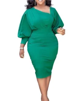 Women‘s Plus Size Curve Holiday Dress Solid Color V Neck Ruched Long Sleeve Fall Winter Work Knee Length Dress Work Weekend Dress 12 Women‘s Plus Size Curve Holiday Dress Solid Color V Neck Ruched Long Sleeve Fall Winter Work Knee Length Dress Work Weekend Dress -HAYz Clothing Shop mhkony1647508311529
