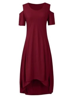 Women‘s Plus Size Curve Holiday Dress Solid Color Crew Neck Short Sleeve Fall Spring Elegant Casual Maxi Long Dress Daily Holiday Dress -HAYz Clothing Shop miqbta1658973739778