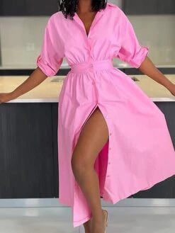 Women's Shirt Dress Casual Dress Swing Dress Midi Dress Outdoor Daily Vacation Polyester Fashion Casual Shirt Collar Patchwork Button Long Sleeve Fall Winter 2023 Loose Fit Yellow Pink Plain S M L XL 11 Women's Shirt Dress Casual Dress Swing Dress Midi Dress Outdoor Daily Vacation Polyester Fashion Casual Shirt Collar Patchwork Button Long Sleeve Fall Winter 2023 Loose Fit Yellow Pink Plain S M L XL -HAYz Clothing Shop mjrfom1697526638623