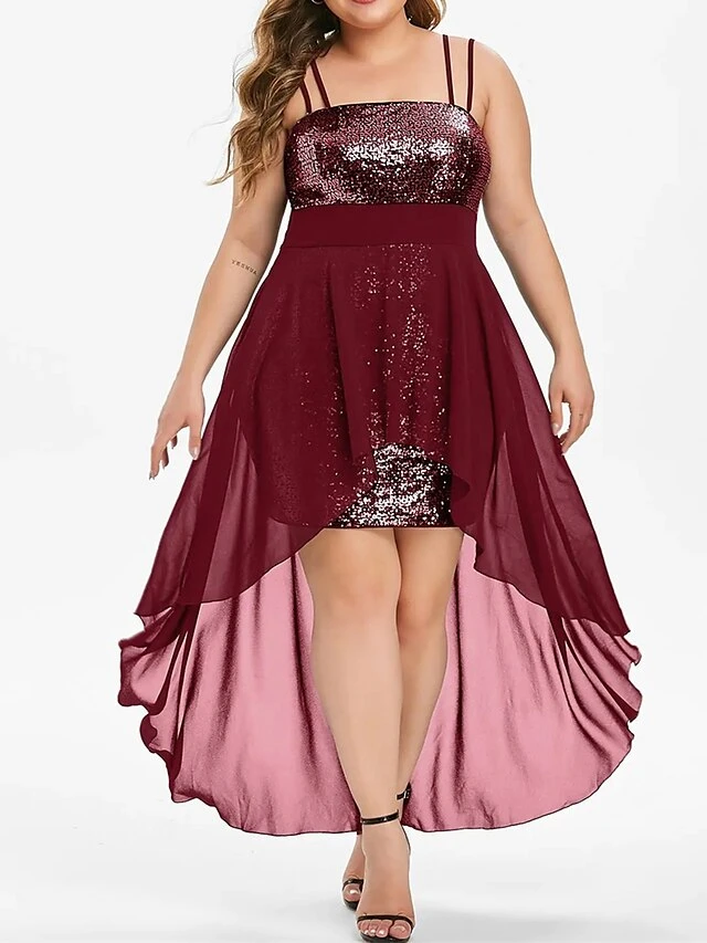 Women's Plus Size Prom Dress Party Dress Sequin Dress Long Dress Maxi Dress Black Wine Purple Sleeveless Pure Color Sequins Spring Fall Winter Spaghetti Strap Fashion Wedding Guest Birthday Evening 3 Women's Plus Size Prom Dress Party Dress Sequin Dress Long Dress Maxi Dress Black Wine Purple Sleeveless Pure Color Sequins Spring Fall Winter Spaghetti Strap Fashion Wedding Guest Birthday Evening - Image 3