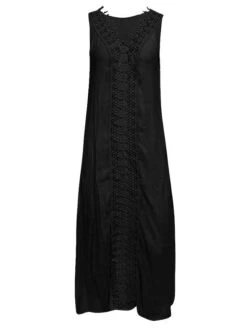 Women's Casual Dress Cotton Linen Dress White Dress Maxi Long Dress Polyester Lace Fashion Daily Weekend V Neck Lace Split Sleeveless Summer 2023 Loose Fit Lake Blue Black White Plain S M L XL 2XL -HAYz Clothing Shop mmzwtl1686105106110