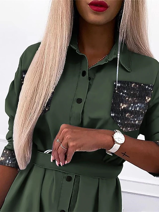 Women's Shirt Dress Casual Dress Mini Dress Outdoor Daily Vacation Polyester Casual Shirt Collar Patchwork Button Long Sleeve Summer Spring Fall 2023 Regular Fit Yellow Green Khaki Leopard Color Block 5 Women's Shirt Dress Casual Dress Mini Dress Outdoor Daily Vacation Polyester Casual Shirt Collar Patchwork Button Long Sleeve Summer Spring Fall 2023 Regular Fit Yellow Green Khaki Leopard Color Block - Image 5