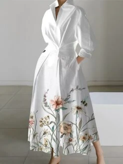 Women's Shirt Dress Casual Dress Swing Dress Maxi Long Dress Outdoor Office Daily Polyester Fashion Modern Shirt Collar Button Pocket Long Sleeve Spring Fall Winter 2023 Loose Fit White Yellow Dark 10 Women's Shirt Dress Casual Dress Swing Dress Maxi Long Dress Outdoor Office Daily Polyester Fashion Modern Shirt Collar Button Pocket Long Sleeve Spring Fall Winter 2023 Loose Fit White Yellow Dark -HAYz Clothing Shop mpjktf1692157277325