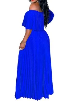 Women‘s Plus Size Curve Party Dress Pure Color Off Shoulder Half Sleeve Spring Fall Elegant Prom Dress Maxi Long Dress Party Dress -HAYz Clothing Shop mqievc1663320361332