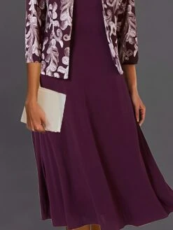 Women's Casual Dress Dress Set Two Piece Dress Midi Dress Black Wine Navy Blue 3/4 Length Sleeve Print Print Winter Fall Autumn Crew Neck Stylish 2023 S M L XL XXL 3XL -HAYz Clothing Shop mqqkdj1691639612249