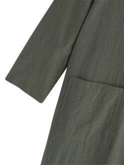 Women's Casual Dress Cotton Linen Dress Midi Dress Cotton Blend Basic Casual Outdoor Daily Vacation Crew Neck Pocket Long Sleeve Summer Spring Fall 2023 Loose Fit Black Wine Navy Blue Plain S M L XL -HAYz Clothing Shop msjyol1673848805148