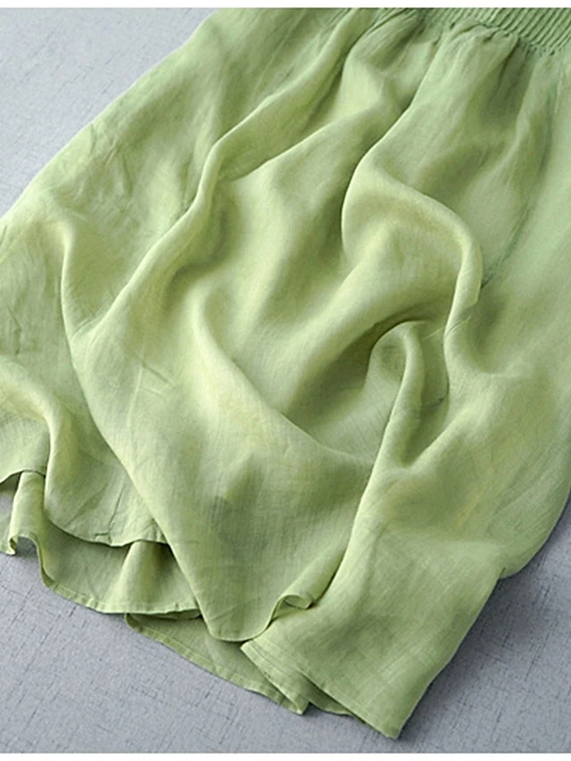 Women's Casual Dress Cotton Linen Dress White Dress Midi Dress Cotton Blend Basic Casual Outdoor Vacation V Neck Ruched Half Sleeve Summer Spring Fall 2023 Loose Fit White Green Apricot Pure Color M 11 Women's Casual Dress Cotton Linen Dress White Dress Midi Dress Cotton Blend Basic Casual Outdoor Vacation V Neck Ruched Half Sleeve Summer Spring Fall 2023 Loose Fit White Green Apricot Pure Color M - Image 11