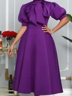 Women‘s Plus Size Curve Easter Dress Turtleneck Party Dress Solid Color Short Sleeve Spring Fall Elegant Prom Dress Maxi Dress Formal Dress -HAYz Clothing Shop mtrzgv1663060766566