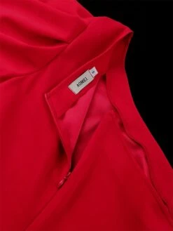 Women's Plus Size Curve Party Dress Cocktail Dress Swing Dress Plain Midi Dress Half Sleeve Pleated One Shoulder Fashion Party Red Fall Winter XL XXL 3XL 4XL -HAYz Clothing Shop mtsqnm1694425985067