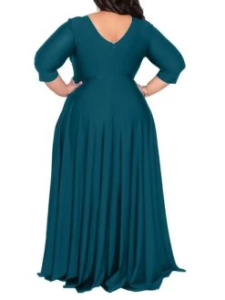 Women‘s Plus Size Curve Party Dress Pure Color V Neck 3/4 Length Sleeve Fall Spring Elegant Maxi Long Dress Party Evening Party Dress 23 Women‘s Plus Size Curve Party Dress Pure Color V Neck 3/4 Length Sleeve Fall Spring Elegant Maxi Long Dress Party Evening Party Dress -HAYz Clothing Shop mwjwmv1672020374839