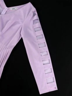 Women's Plus Size Curve Party Dress Work Dress Swing Dress Plain Midi Dress Long Sleeve Pleated Cut Out V Neck Fashion Party Purple Fall Winter XL XXL 3XL 4XL -HAYz Clothing Shop mxqbyk1694165777935