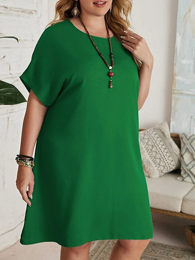 Women‘s Plus Size Curve Casual Dress T Shirt Dress Tee Dress Shift Dress Solid Color Midi Dress Short Sleeve Crew Neck Basic Daily Black Red Spring Summer L 3XL 4XL 5XL 6XL 12 Women‘s Plus Size Curve Casual Dress T Shirt Dress Tee Dress Shift Dress Solid Color Midi Dress Short Sleeve Crew Neck Basic Daily Black Red Spring Summer L 3XL 4XL 5XL 6XL - Image 12