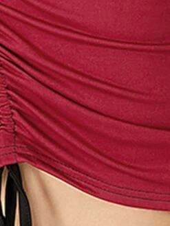 Women‘s Plus Size Curve Work Dress Sheath Dress Semi Formal Dress Fashion Mini Dress Ruched Drawstring Crew Neck Long Sleeve Plain Regular Fit Wine Purple Orange Spring Fall XL XXL 3XL 4XL 5XL -HAYz Clothing Shop myfprp1691402323080