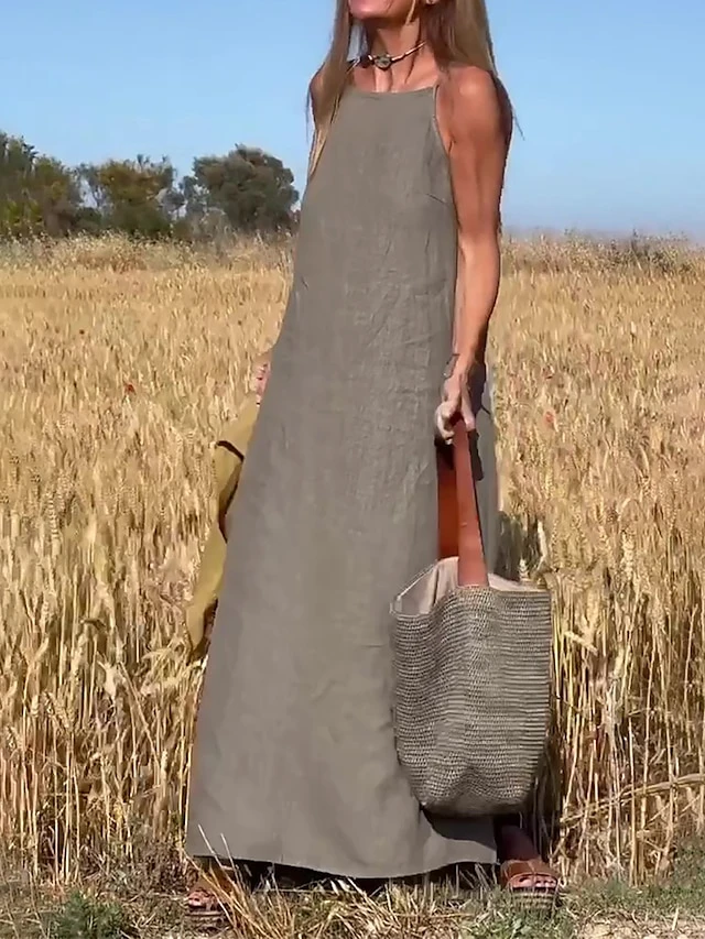 Women's Casual Dress Cotton Linen Dress Shift Dress Maxi Long Dress Cotton Blend Fashion Modern Outdoor Daily Holiday Spaghetti Strap Split Sleeveless Summer Spring 2023 Loose Fit Orange Gray Plain S 1 Women's Casual Dress Cotton Linen Dress Shift Dress Maxi Long Dress Cotton Blend Fashion Modern Outdoor Daily Holiday Spaghetti Strap Split Sleeveless Summer Spring 2023 Loose Fit Orange Gray Plain S