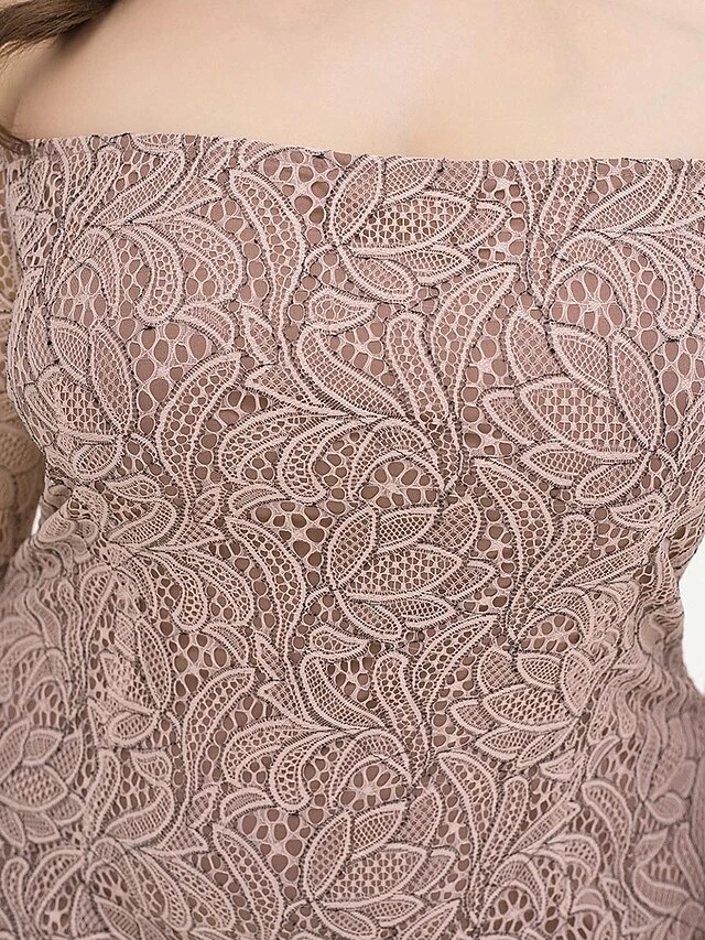 Women's Plus Size Party Dress Lace Dress Cocktail Dress Midi Dress Pink Long Sleeve Pure Color Lace Spring Fall Winter Off Shoulder Fashion Birthday Wedding Guest Vacation 2023 XL XXL 3XL 4XL 8 Women's Plus Size Party Dress Lace Dress Cocktail Dress Midi Dress Pink Long Sleeve Pure Color Lace Spring Fall Winter Off Shoulder Fashion Birthday Wedding Guest Vacation 2023 XL XXL 3XL 4XL - Image 8