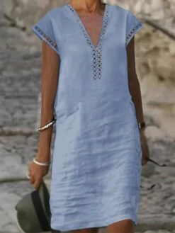 Women's Cotton Linen Dress Casual Dress Shift Dress Midi Dress Cotton Fashion Modern Outdoor Daily Vacation V Neck Cut Out Short Sleeve Summer Spring 2023 Regular Fit White Blue Green Plain S M L XL 16 Women's Cotton Linen Dress Casual Dress Shift Dress Midi Dress Cotton Fashion Modern Outdoor Daily Vacation V Neck Cut Out Short Sleeve Summer Spring 2023 Regular Fit White Blue Green Plain S M L XL -HAYz Clothing Shop ncasyv1678416597761