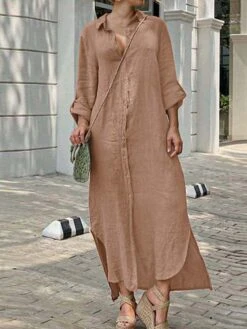 Women's Shirt Dress Cotton Linen Dress Casual Dress Maxi Long Dress Cotton Blend Classic Casual Outdoor Daily Vacation Shirt Collar Button Split Long Sleeve Summer Spring Fall 2023 Loose Fit White 18 Women's Shirt Dress Cotton Linen Dress Casual Dress Maxi Long Dress Cotton Blend Classic Casual Outdoor Daily Vacation Shirt Collar Button Split Long Sleeve Summer Spring Fall 2023 Loose Fit White -HAYz Clothing Shop ndbook1689565213998