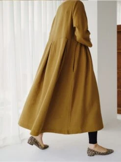 Women's Casual Dress Cotton Linen Dress Swing Dress Maxi Long Dress Linen / Cotton Blend Casual Daily Casual Outdoor Daily Vacation Crew Neck Pocket Long Sleeve Summer Spring Fall 2023 Loose Fit -HAYz Clothing Shop ndfued1689933263214