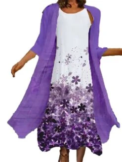 Women's Two Piece Dress Set Casual Dress Shift Dress Daily Going Out Casual Print Midi Dress Crew Neck 3/4 Length Sleeve Floral Butterfly Regular Fit Light Green Light Purple Purple Summer Spring M L 10 Women's Two Piece Dress Set Casual Dress Shift Dress Daily Going Out Casual Print Midi Dress Crew Neck 3/4 Length Sleeve Floral Butterfly Regular Fit Light Green Light Purple Purple Summer Spring M L -HAYz Clothing Shop ndwnas1672828063648