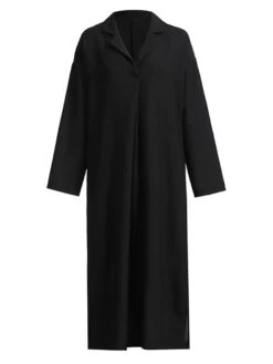 Women's Cotton Linen Dress Swing Dress Black Dress Maxi Long Dress Cotton Blend Casual Comfort Home Daily Vacation Shirt Collar Pocket Long Sleeve Summer Spring Fall Loose Fit Black Pink Green Pure -HAYz Clothing Shop neybgt1658904764017