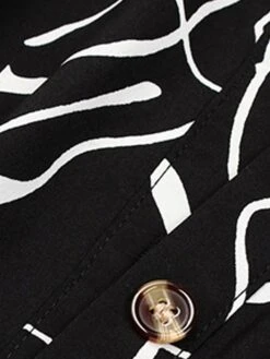 Women's Shirt Dress Casual Dress Mini Dress Outdoor Daily Date Polyester Fashion Modern Shirt Collar Lace Up Button Long Sleeve Fall Winter 2023 Regular Fit Black Geometric S M L XL -HAYz Clothing Shop nfocqx1695367376931