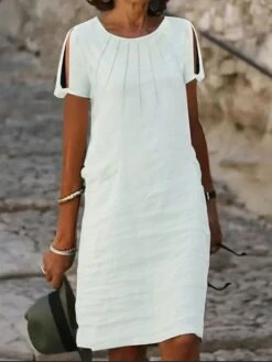 Women's Casual Dress Cotton Dress Shift Dress Midi Dress Cotton Blend Fashion Basic Outdoor Daily Vacation Crew Neck Cut Out Short Sleeve Summer Spring 2023 Loose Fit Black White Blue Plain S M L XL 9 Women's Casual Dress Cotton Dress Shift Dress Midi Dress Cotton Blend Fashion Basic Outdoor Daily Vacation Crew Neck Cut Out Short Sleeve Summer Spring 2023 Loose Fit Black White Blue Plain S M L XL -HAYz Clothing Shop ngdcpl1683873487581